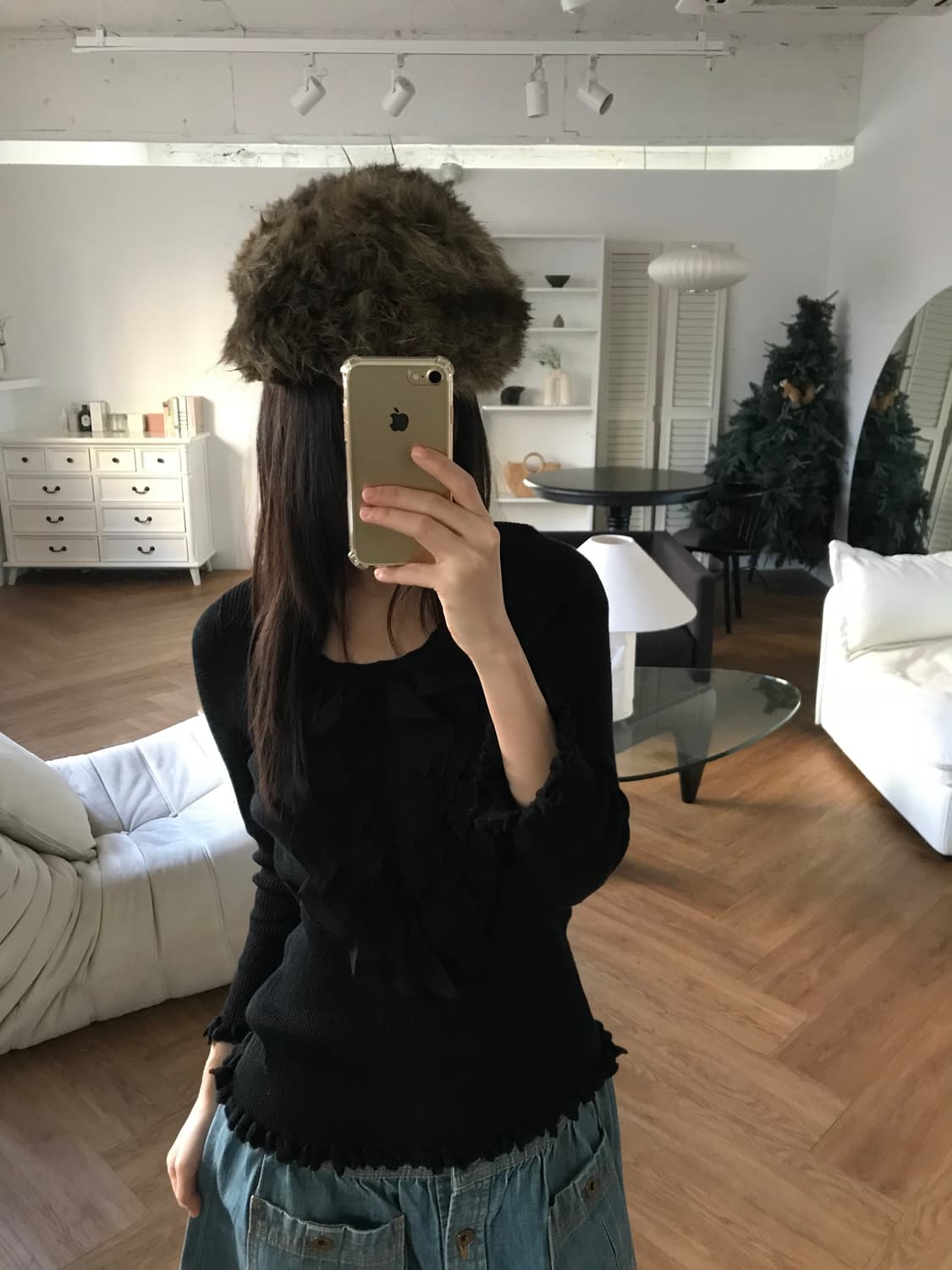 vintage frill black top 상품이미지3