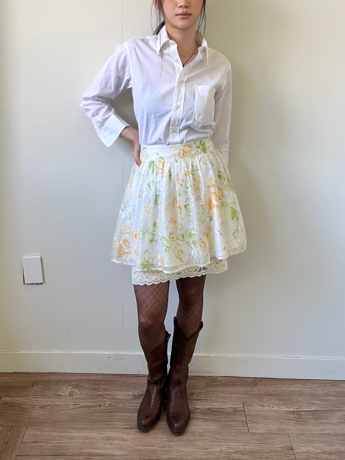 one way 플라워 미니스커트 상품이미지4