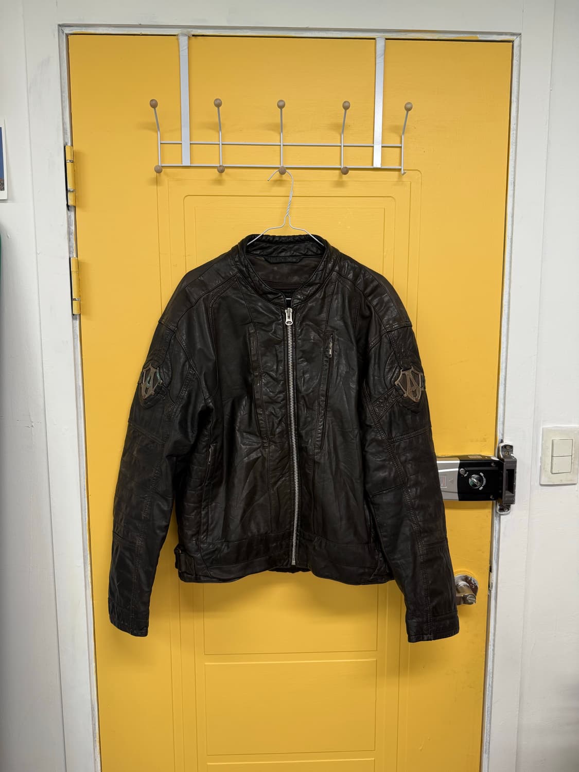 Usa leather racing jacket 미국 가죽 레이싱 자켓  상품이미지6