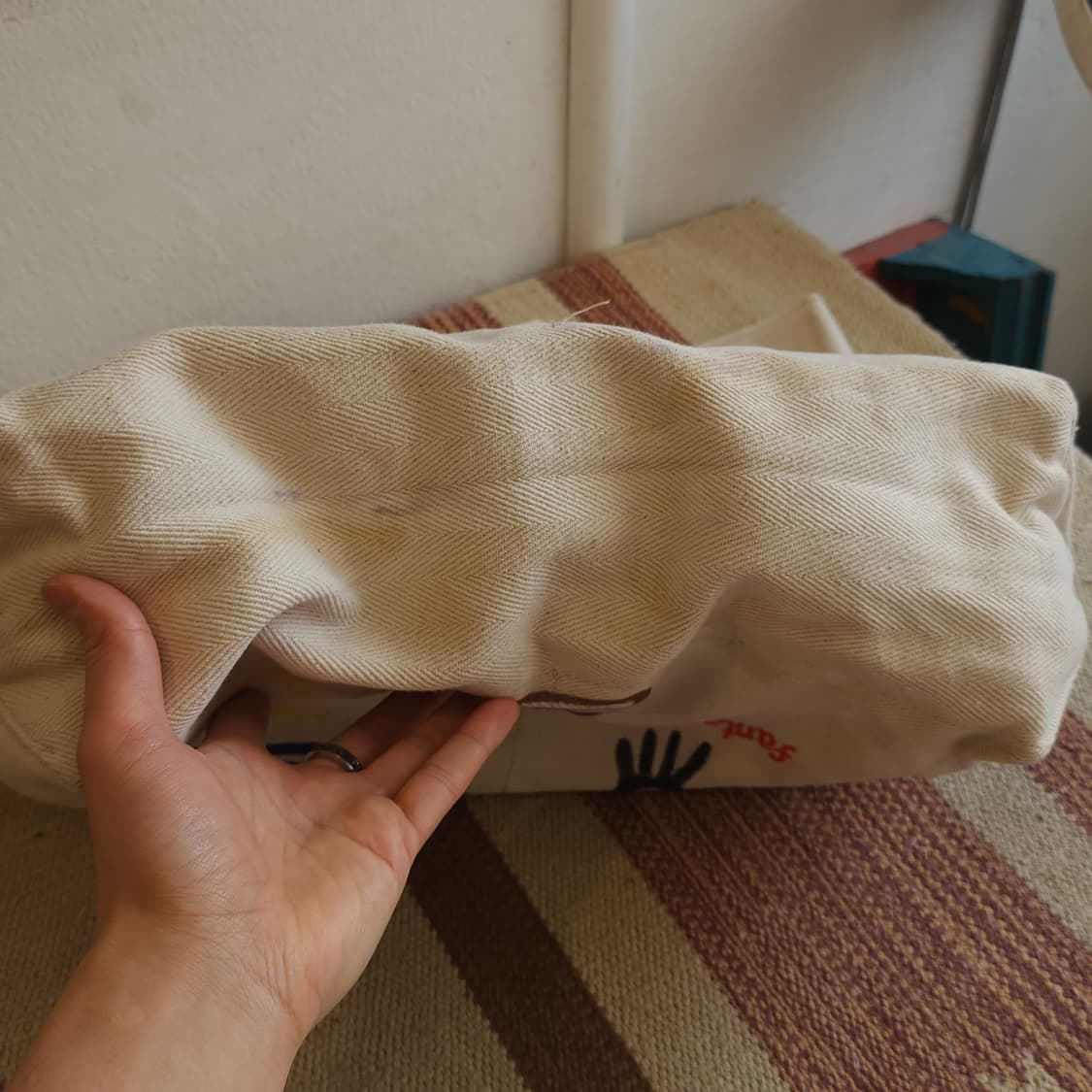 핸드 드로잉 캔버스 토트백 빈티지 더플백 리메이크 화이트 아메리카 심볼 상품이미지7