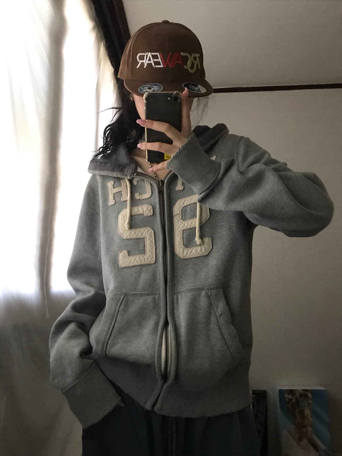 아베크롬비 그레이 빅로고 후드집업 상품이미지3