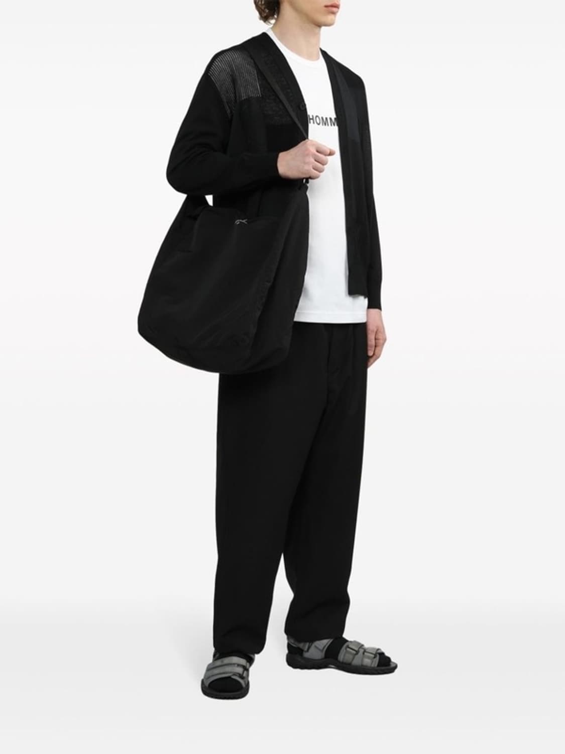 꼼데가르송 옴므 로고 자수 코튼 크로스 토트백 블랙 OS 상품이미지2