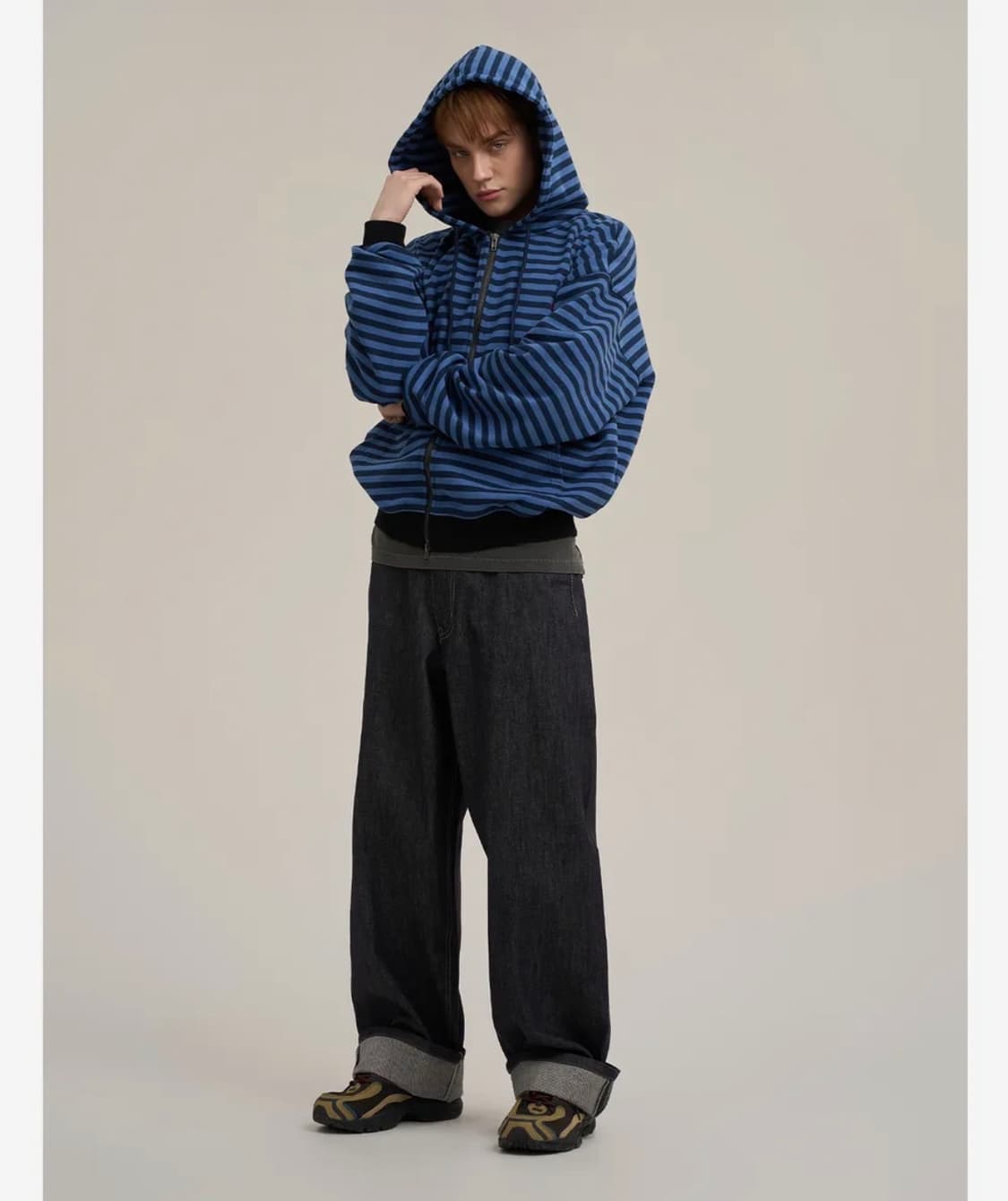 파랑 스트라이프 후드집업 상품이미지3