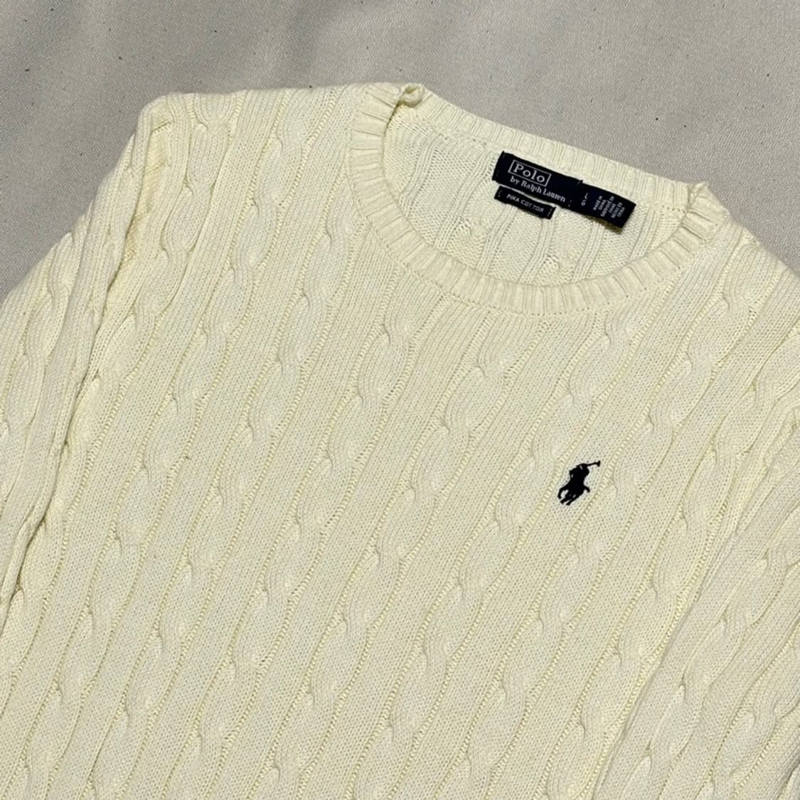 LG 폴로 랄프로렌 피마코튼 아이보리 케이블 니트 상품이미지1