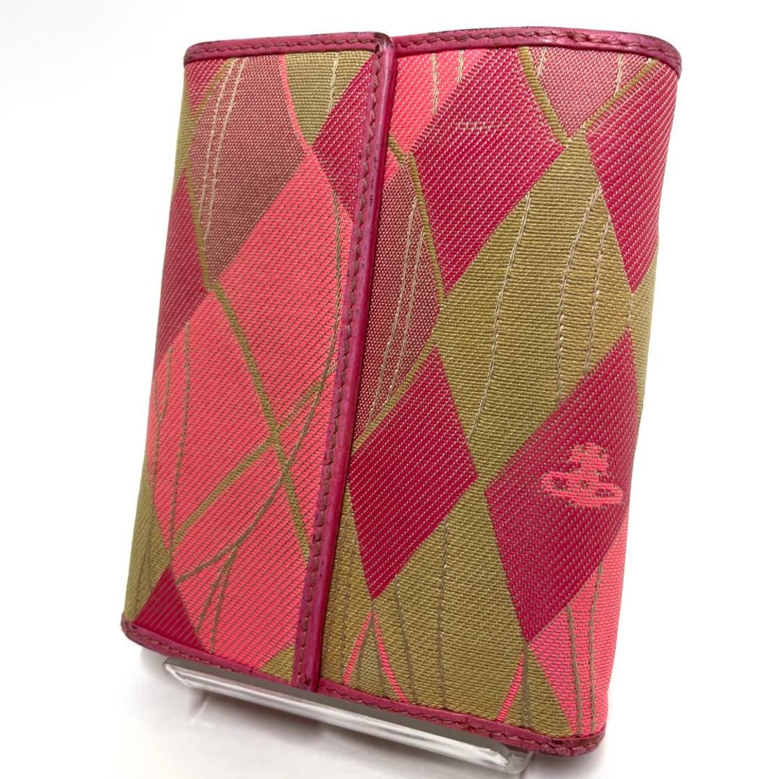 비비안 웨스트우드 아가일패턴 캔버스 레더 지갑 상품이미지2