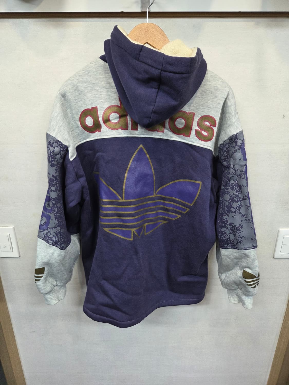 아디다스 일본판 빈티지 90s 빅로고 안감플리스 패디드 후드집업 자켓 L 상품이미지2