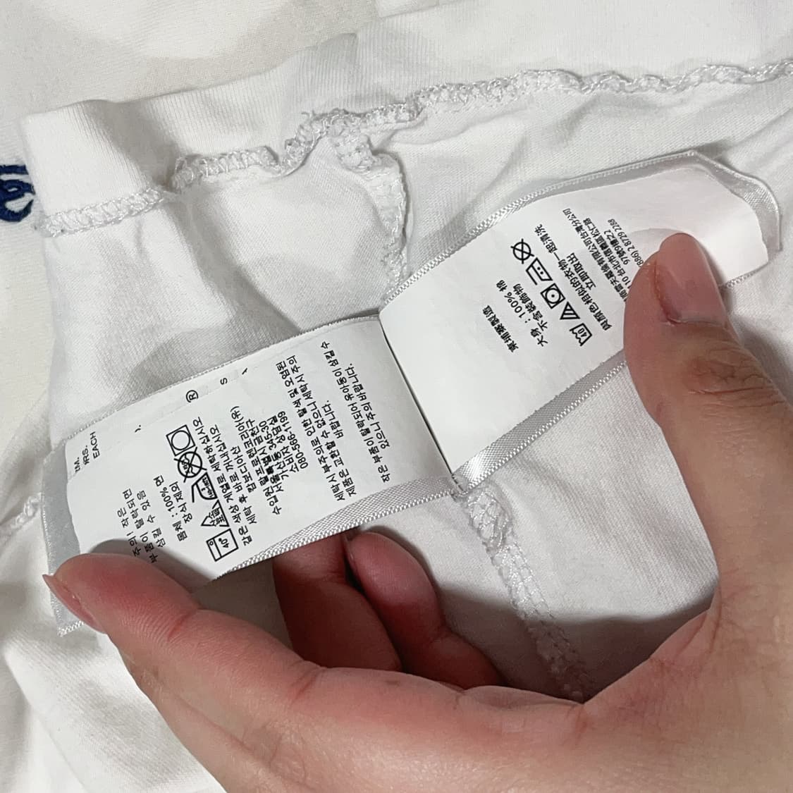 [정품] 폴로 화이트 / 네이비포니 반팔티 [ L ] 상품이미지5