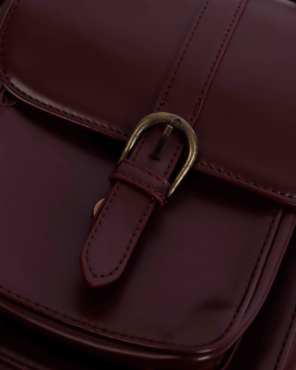 [OLIVE des OLIVE] 버건디 레더 스냅 크로스백 상품이미지6