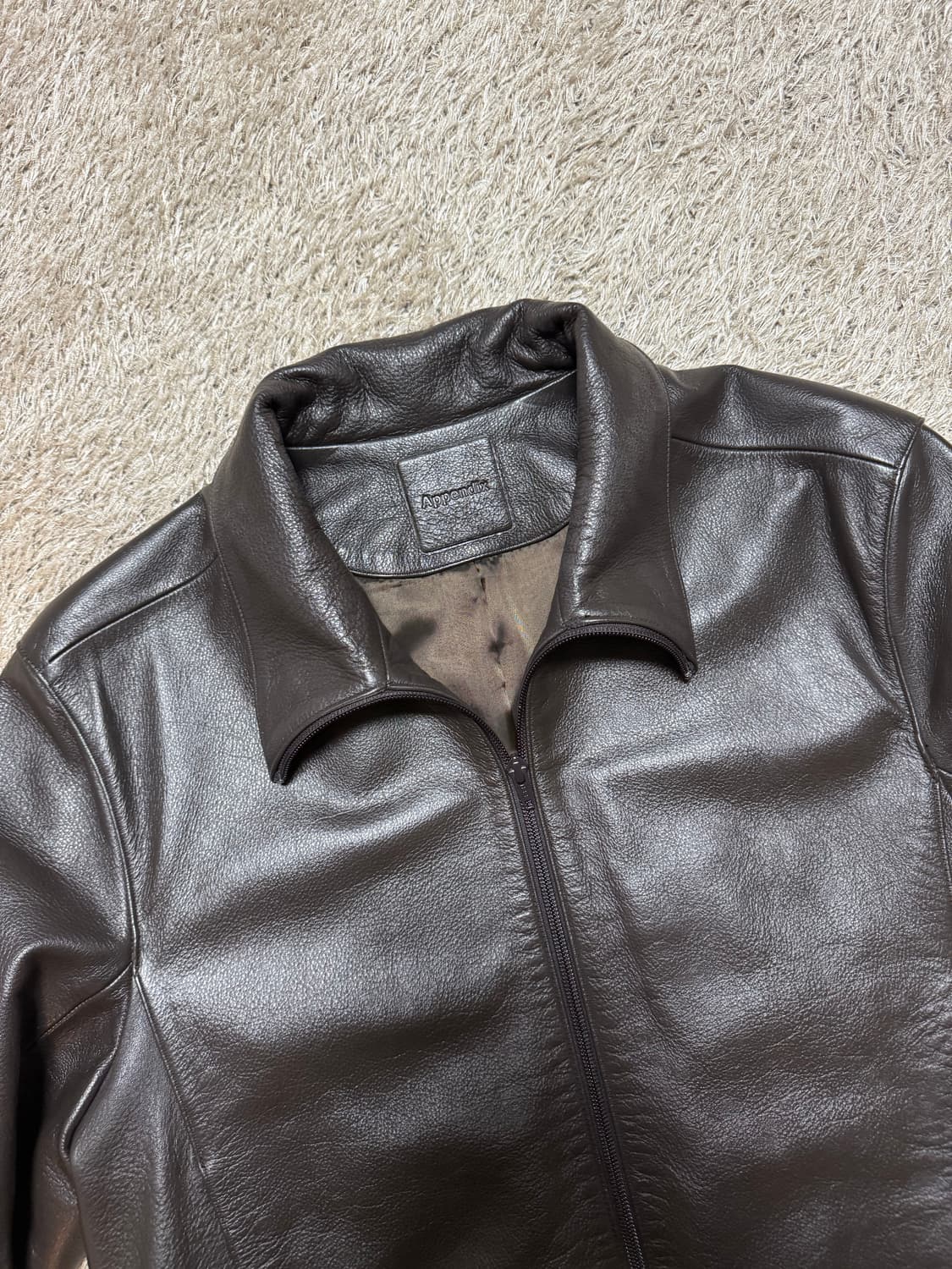 [2] appendix leather jacket brown 상품이미지1