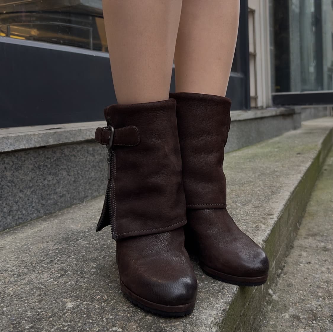 00s 프라다 디스트레스트 지퍼 커프 웨지 부츠 상품이미지9