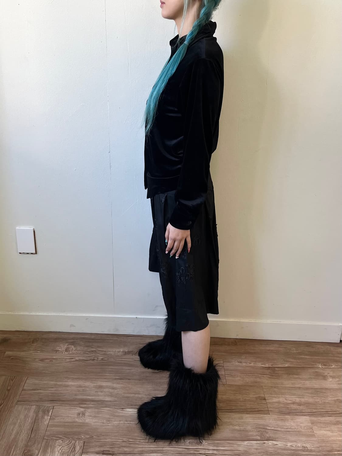 lovelivelife 블랙 벨벳 셔츠 상품이미지8