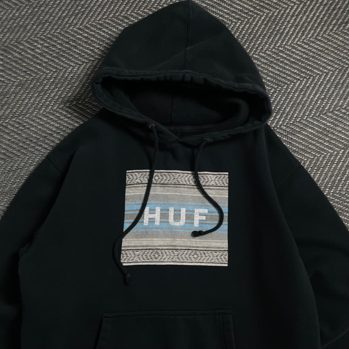 HUF 빅로고 박시핏 블랙 후드 티셔츠o 4749 상품이미지4