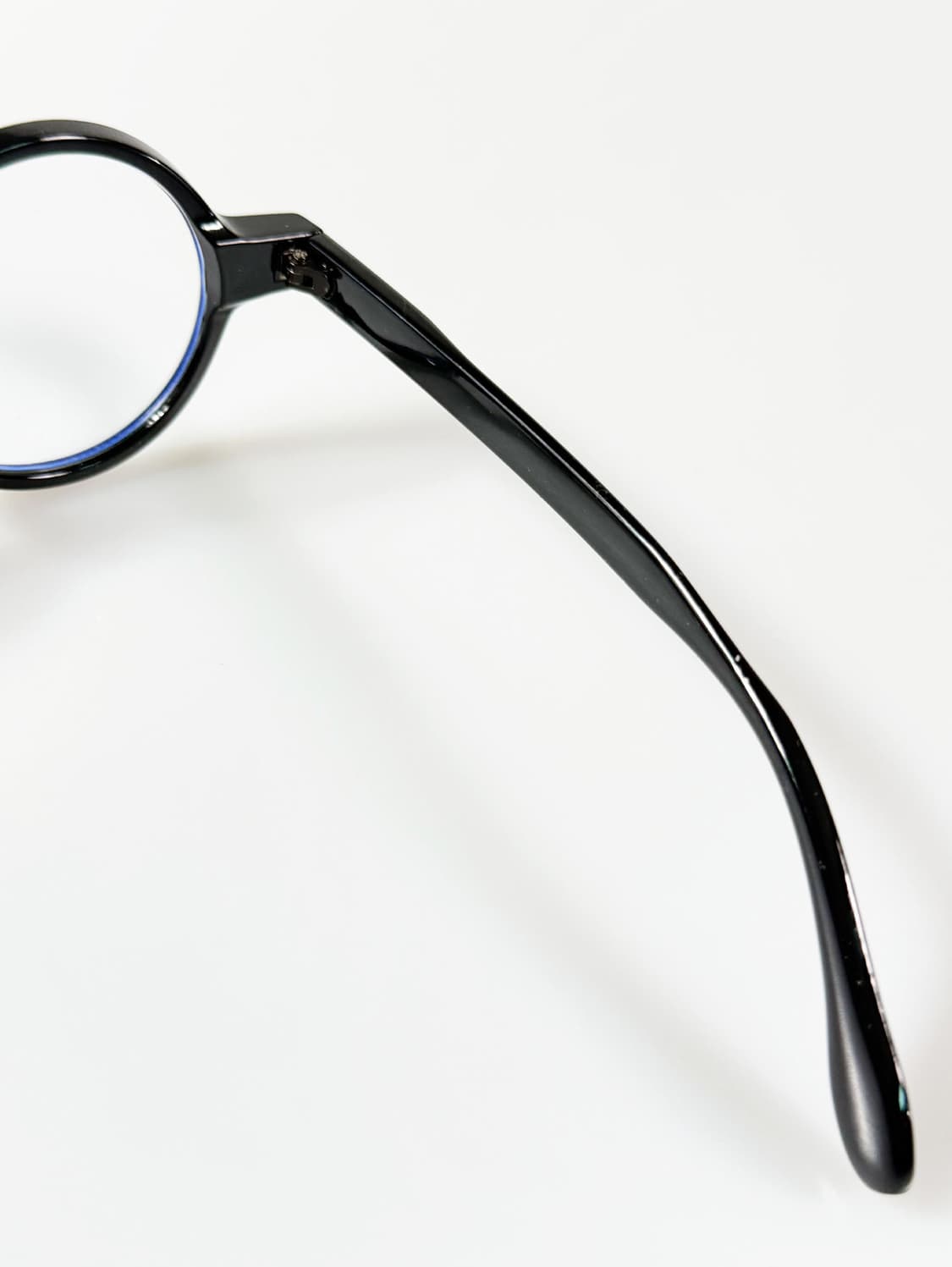 블랙 볼드 글로시 라운드 프레임 투명틴트 빈티지 선글라스 상품이미지6