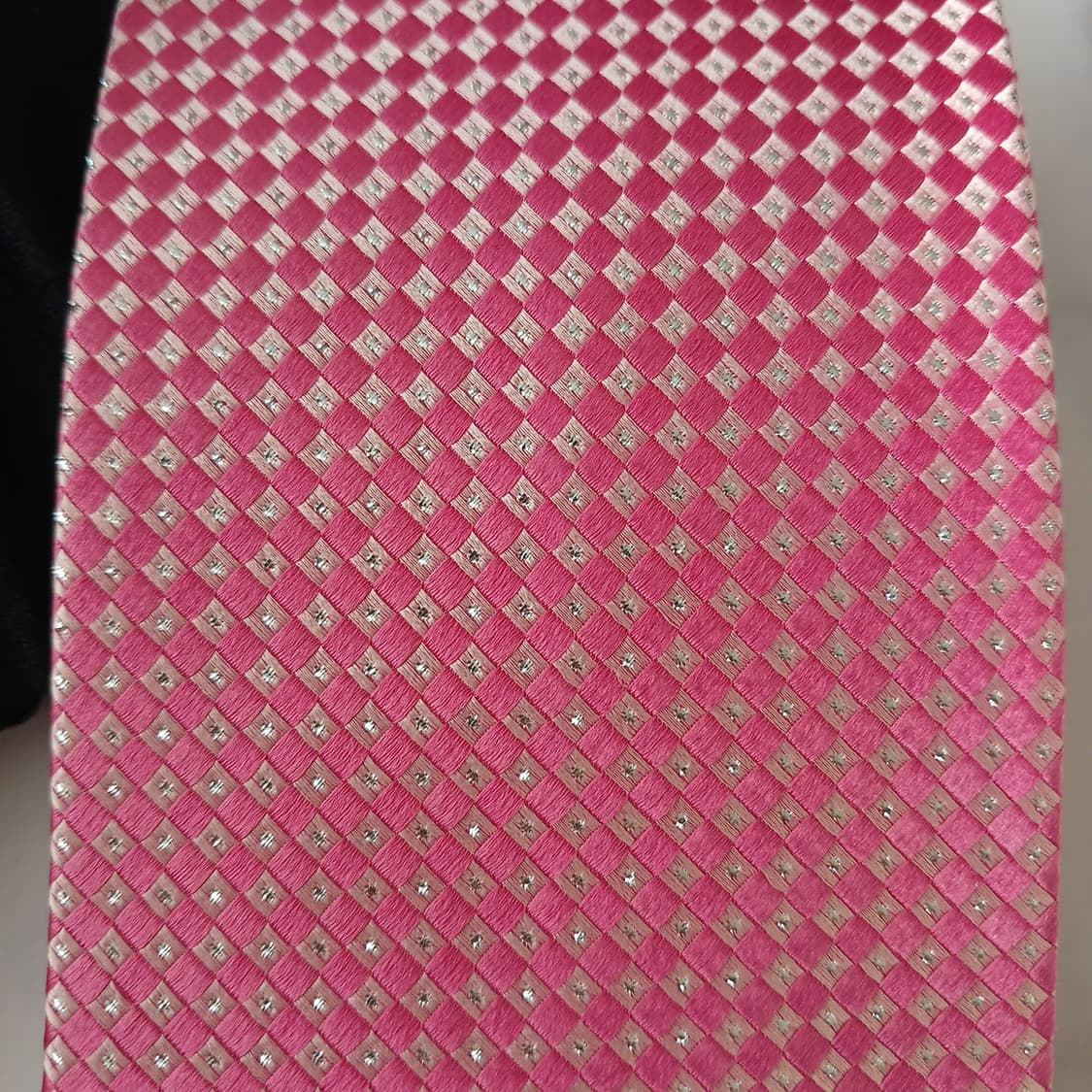 피에르 발망 실크 핑크 체크 패턴 넥타이 9.1cm A+등급 A18927 상품이미지9