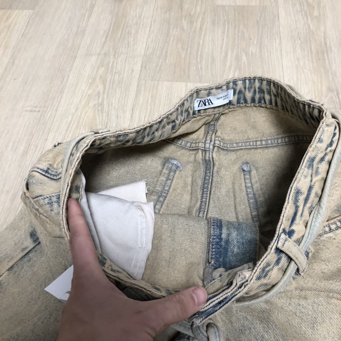(32) 새상품 자라 ZARA 블리치 워싱 플레어 와이드핏 데님 팬츠 상품이미지7