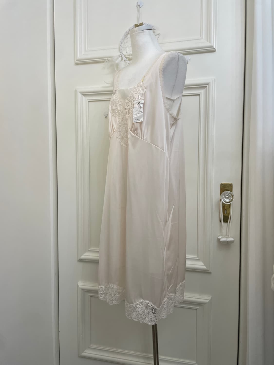 sheer pink lace point shirring slip opc 상품이미지2