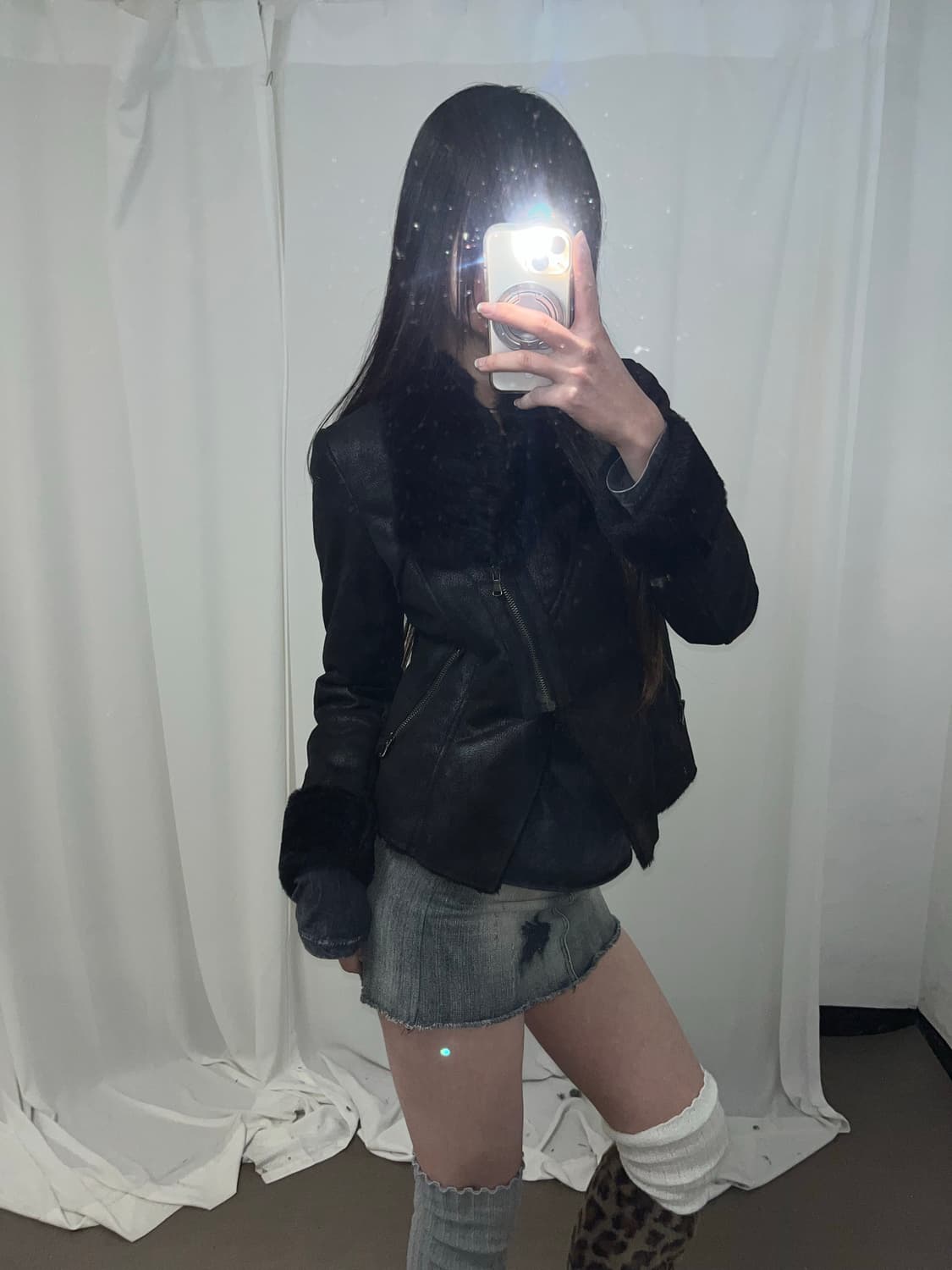 블랙 래빗퍼 무스탕 상품이미지4