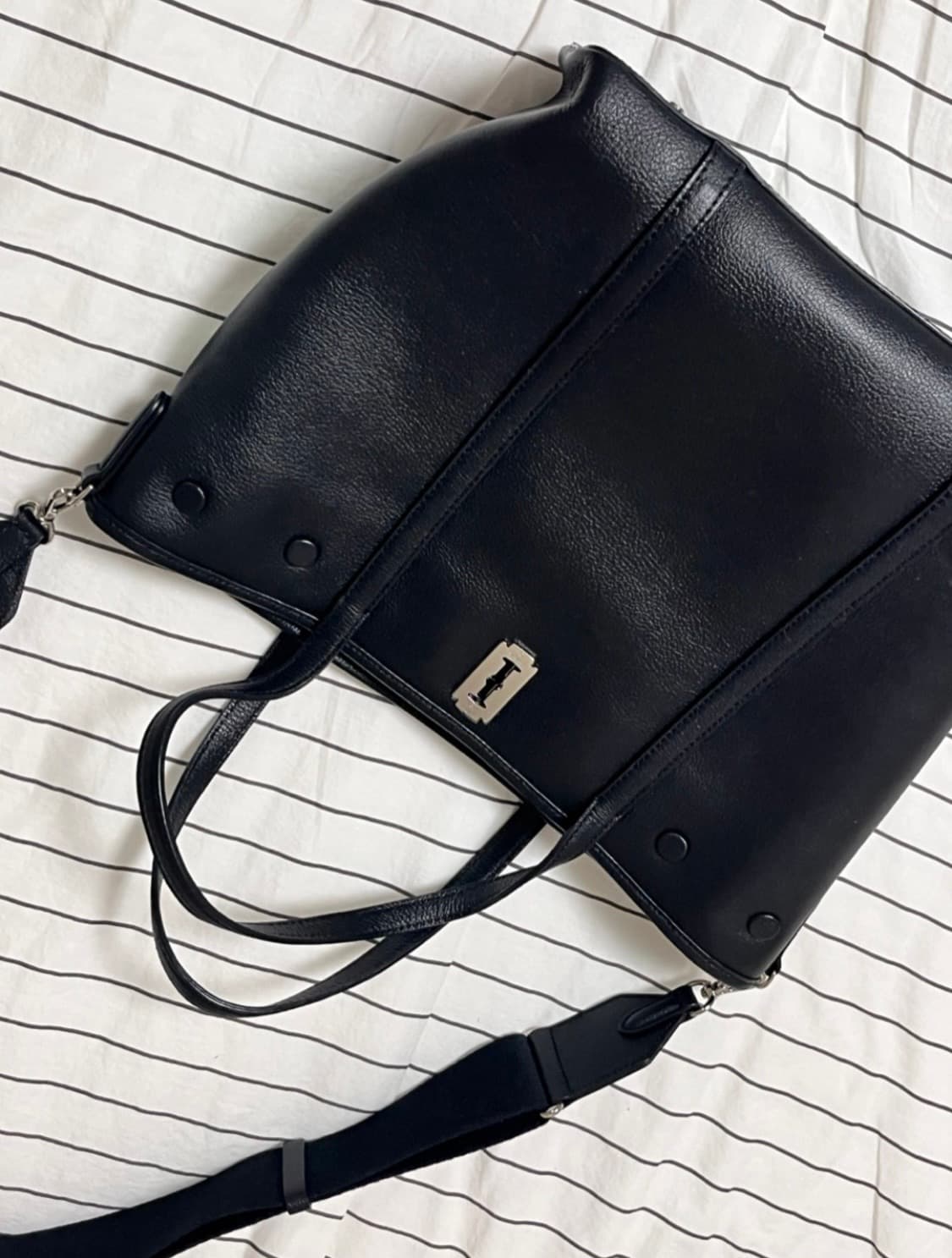 분크 토크 스퀘어 백 L 라지 블랙 크로스백 토트백 쇼퍼백 상품이미지5