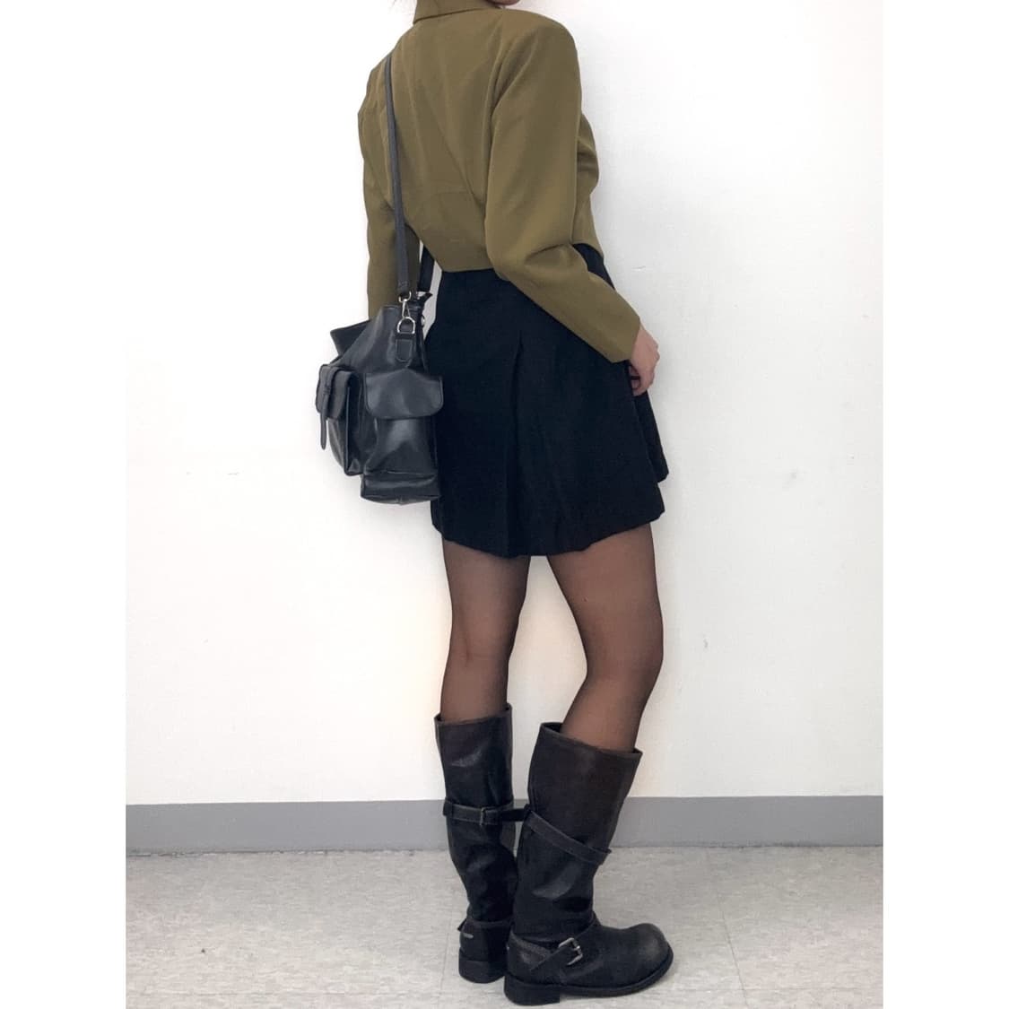 빈티지 올리브 크롭 블레이저 자켓 상품이미지3