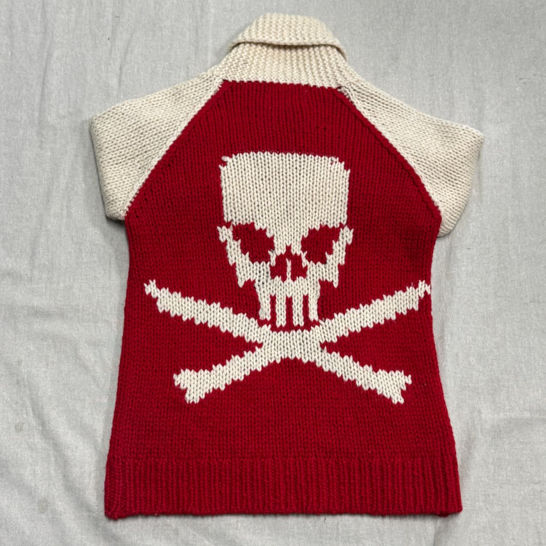 빈티지 숄카라 배색 스컬 니트 집업 95 상품이미지3