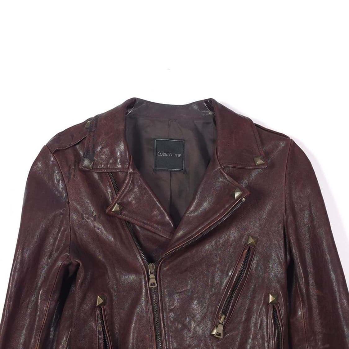 CODE N THE 천연 양가죽 빈티지 벨티드 라이더 자켓 S 상품이미지3