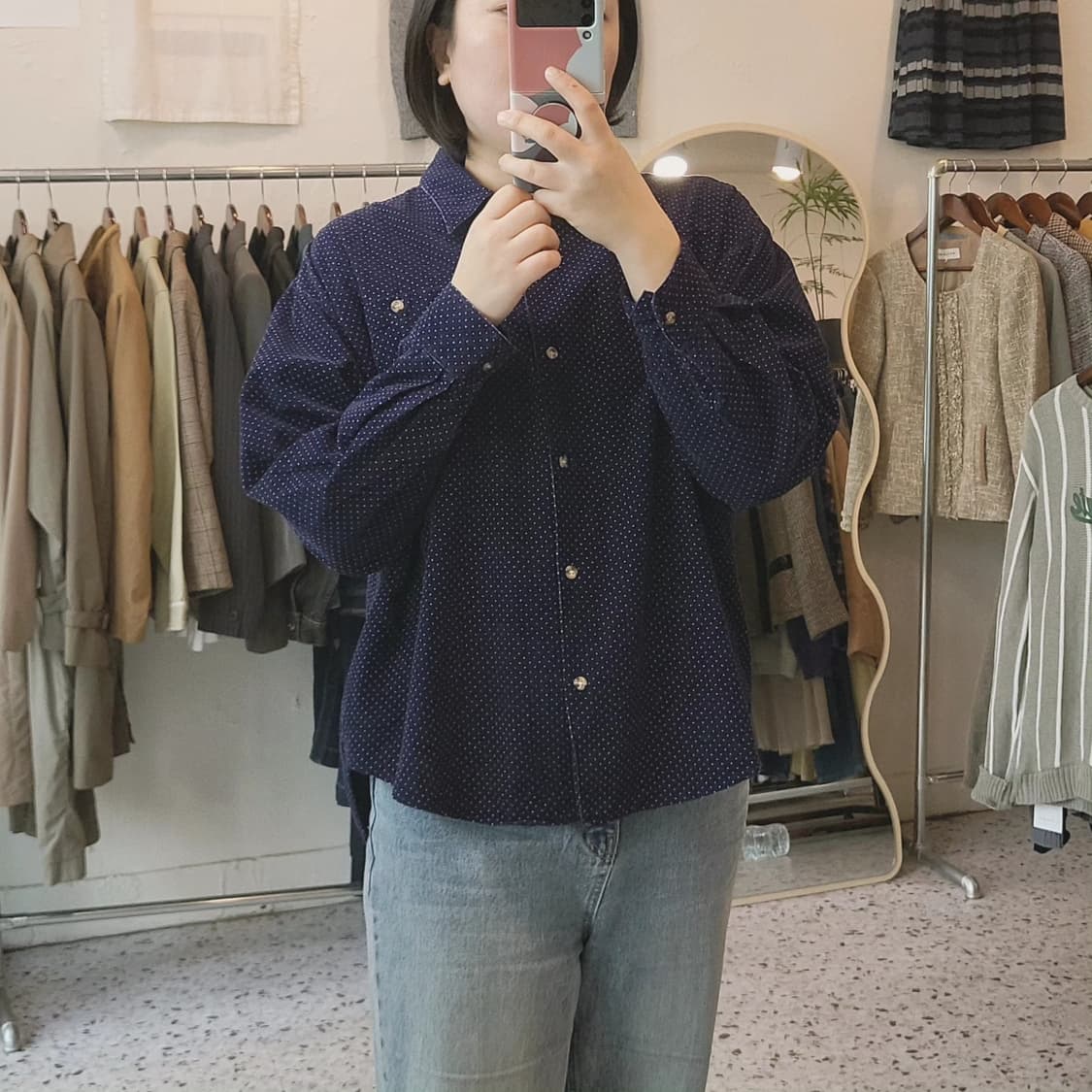 Moonlit field 도트 코듀로이 셔츠 상품이미지2