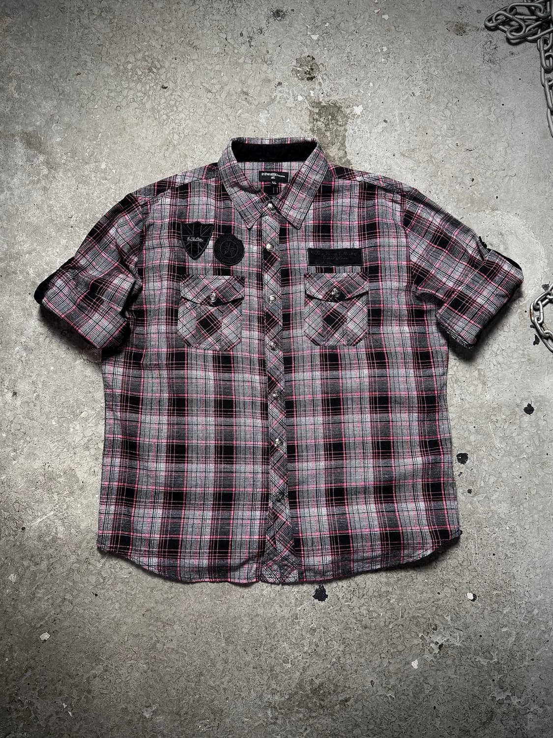 In The Attic – Pink Check Roll-Up Shirt 상품이미지2