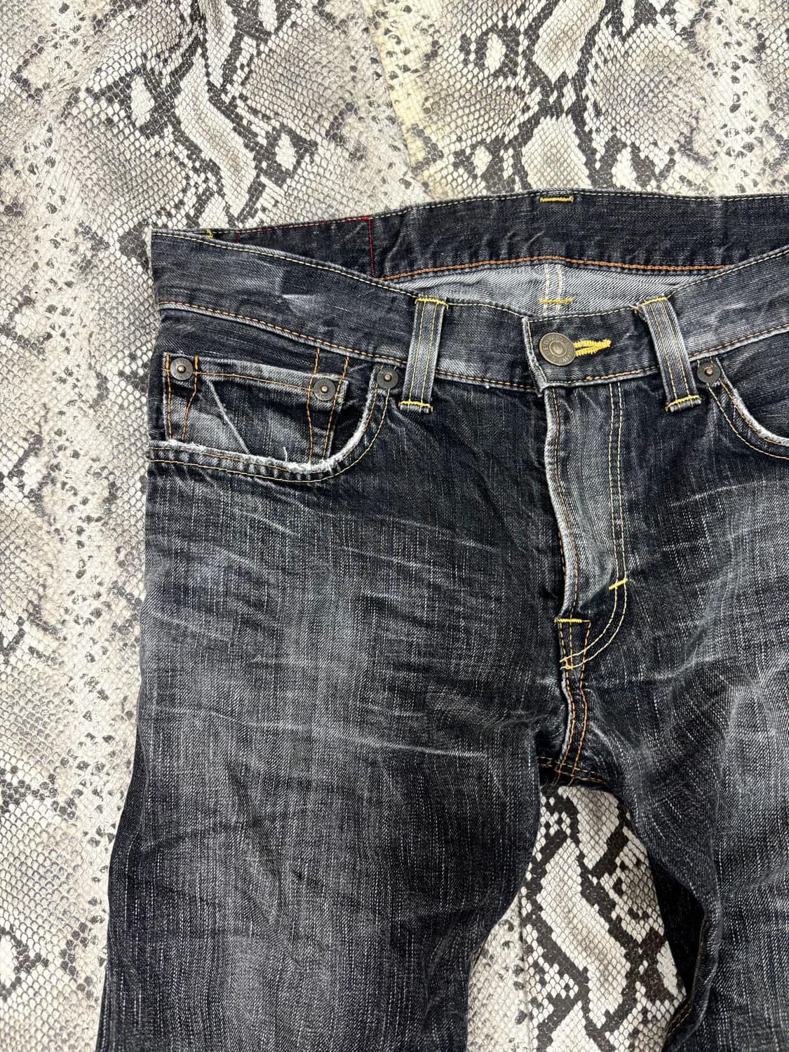 “Edwin”Y2K Black Denim Washed Pants 상품이미지4