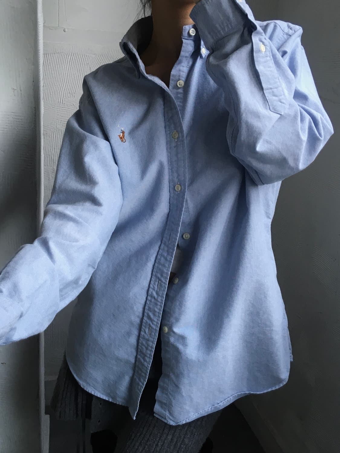 Polo 폴로 랄프로렌 신형 스카이블루 솔리드 셔츠 상품이미지4