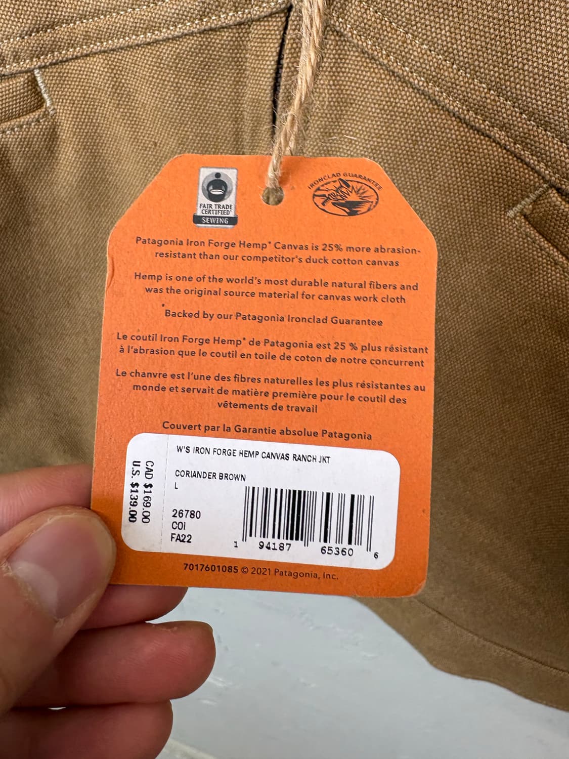 파타고니아 아이언 포지 햄프 캔버스 랜치 자켓 상품이미지8