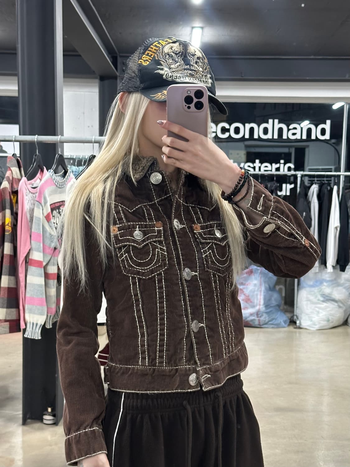 True Religion 브라운 코듀로이 쉐르파 자켓 상품이미지1