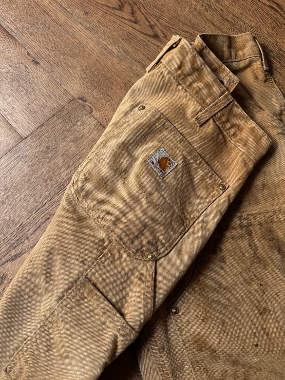 [33]칼하트 USA 더티워싱 브라운 더블니 워크 팬츠 상품이미지4