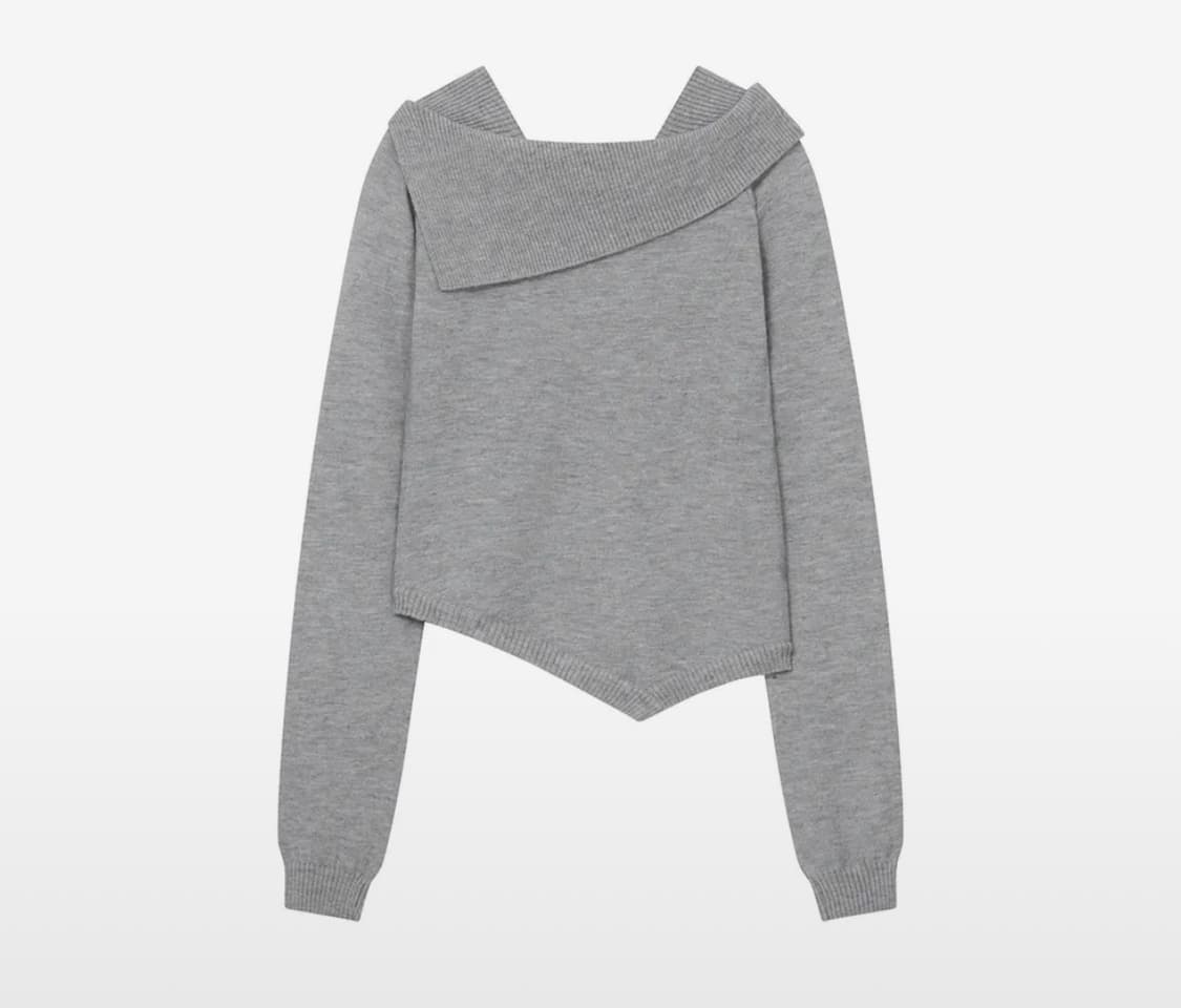 미세키서울 Oblique line button  니트 LIGHT GREY 상품이미지2