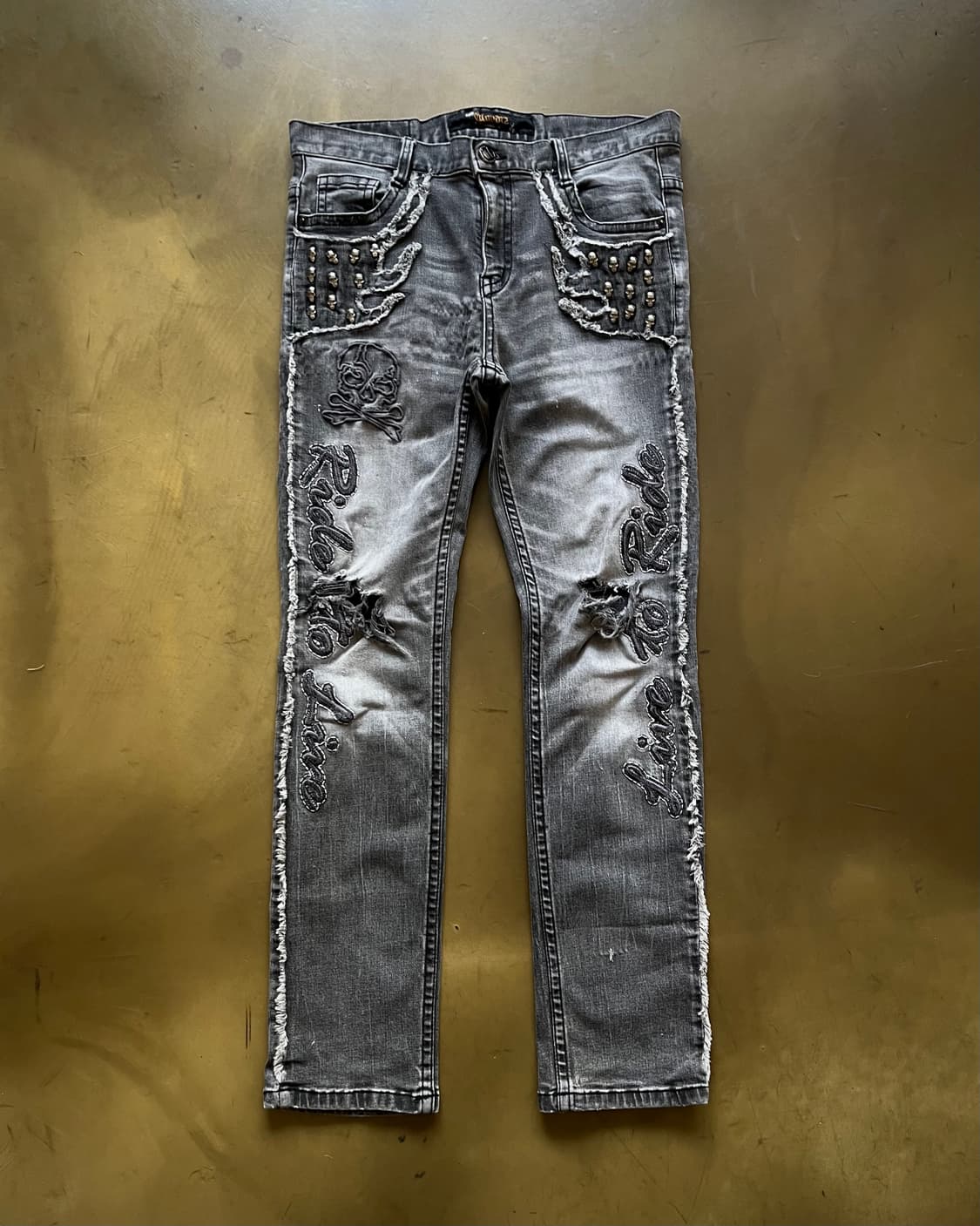 2000s Cloud 72 Skull Studed Denim Pants 상품이미지2