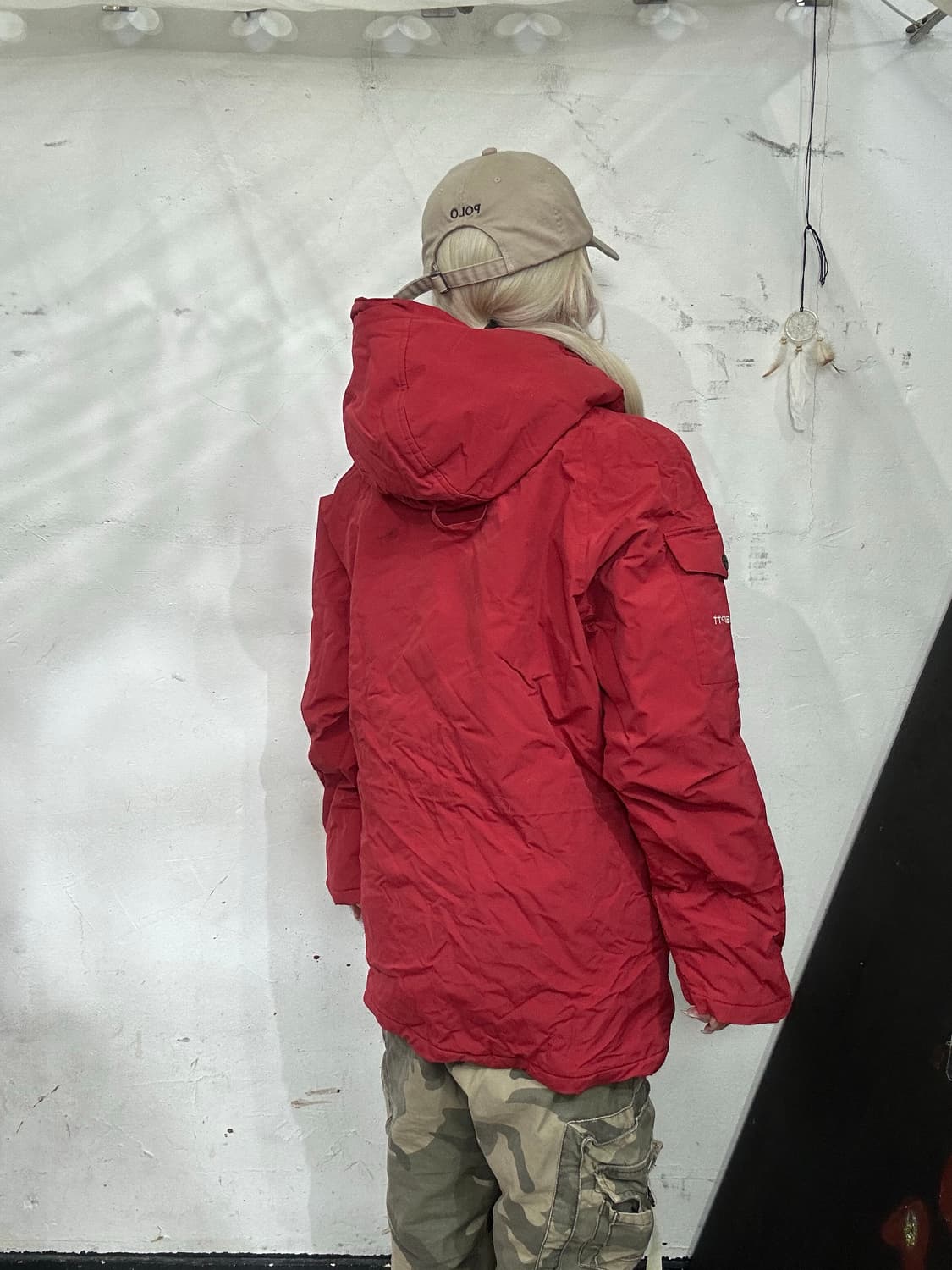 칼하트 레드 후드 패딩 파카 야상 점퍼 S 상품이미지3