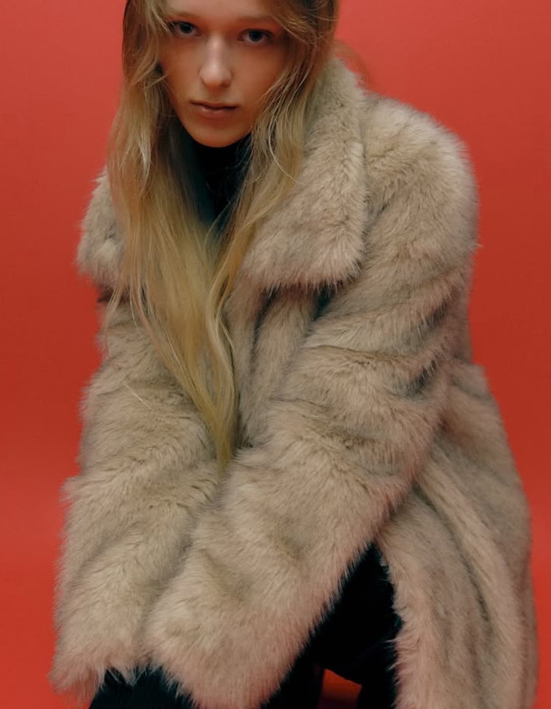 레이브 High neck Soft Fur Jacket in Brown 상품이미지6