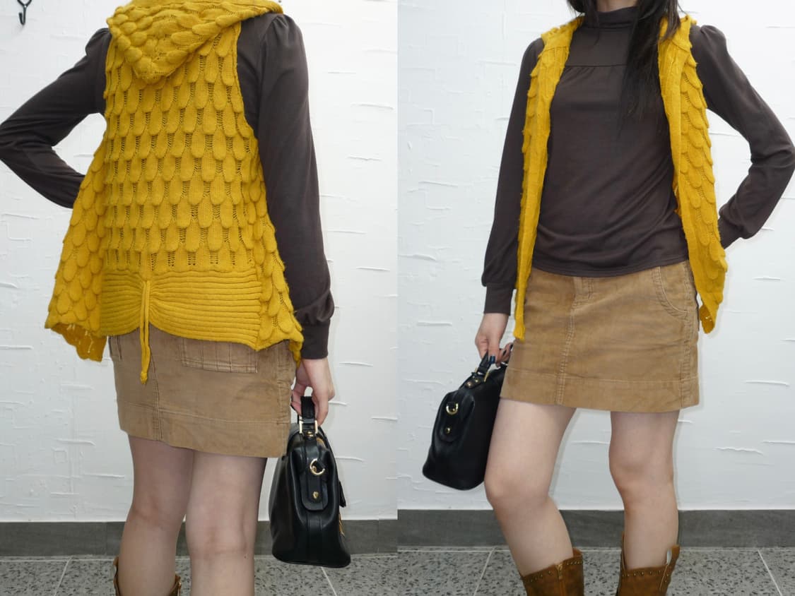 yellow knit hooded vest 상품이미지2