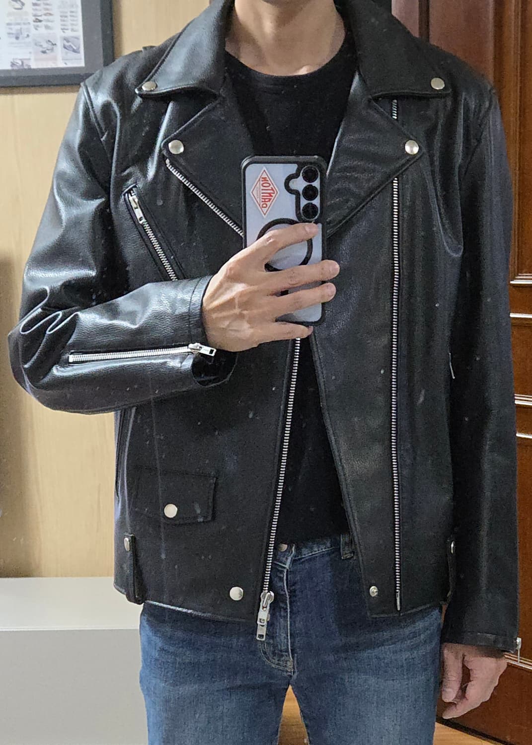 (착샷) 로파이 가죽자켓 바이커 소가죽 상품이미지9