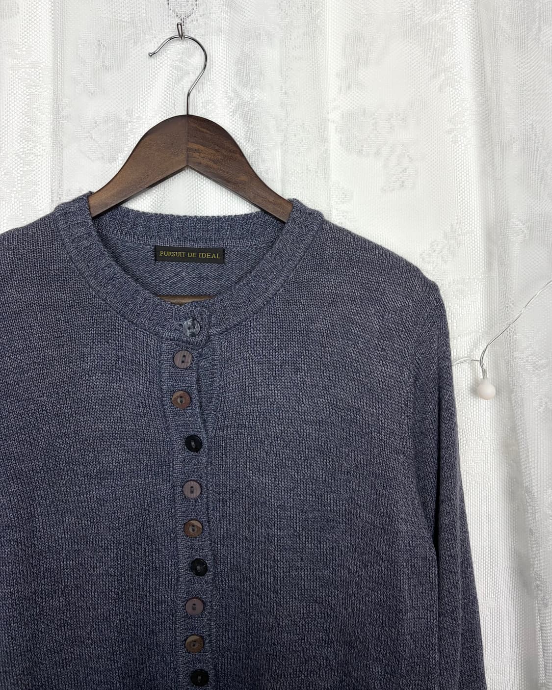 Button-front henley knit cardigan(blue) 상품이미지2