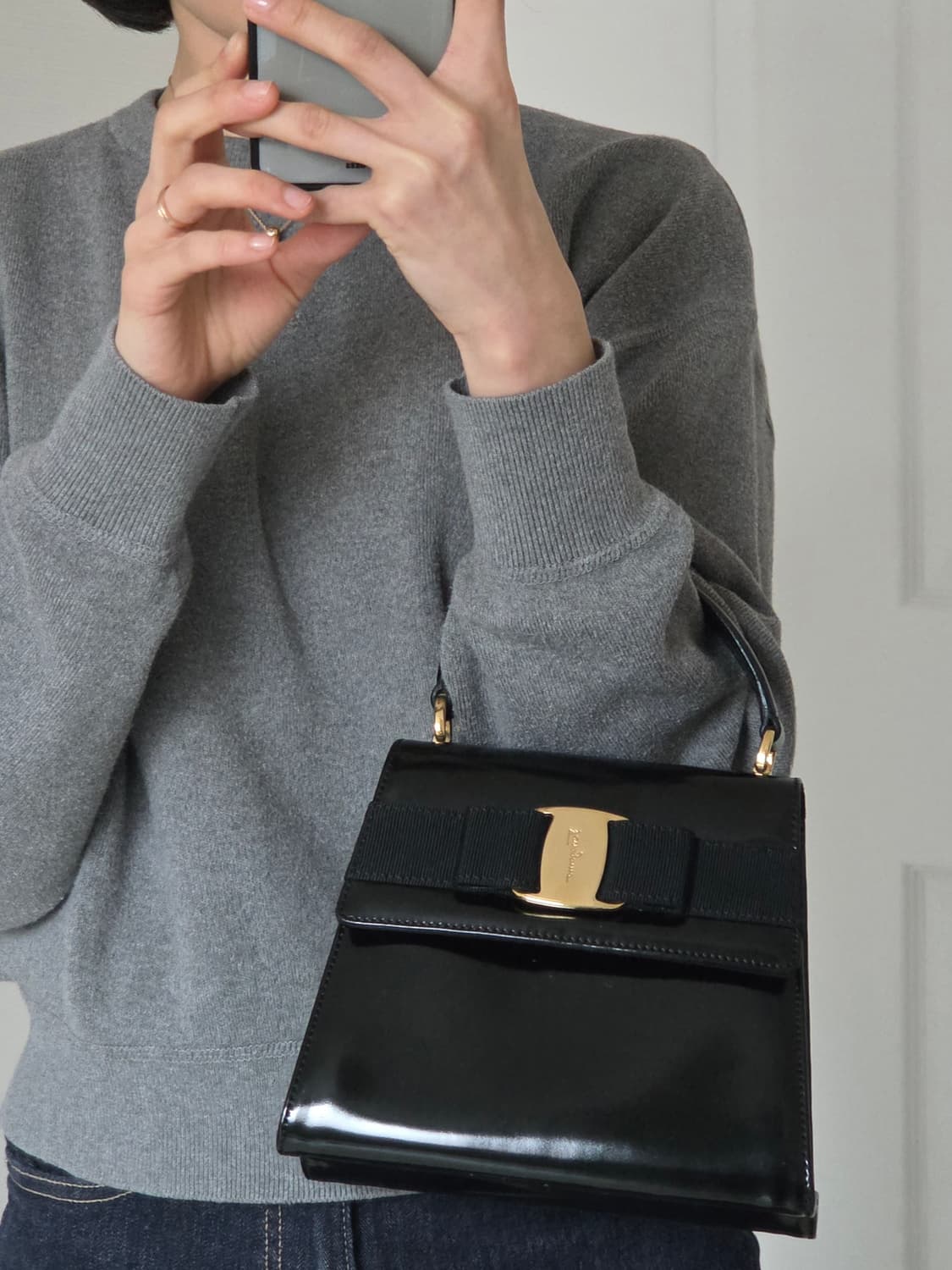 살바토레 페라가모 빈티지 바라 보우 탑핸들 백 (정품) 상품이미지10