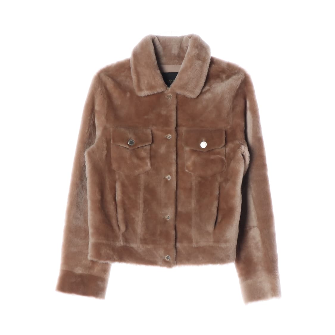 MAJE 마쥬 천연모피 천연가죽 브라운 퍼 트럭커 재킷 숏 자켓
 상품이미지1