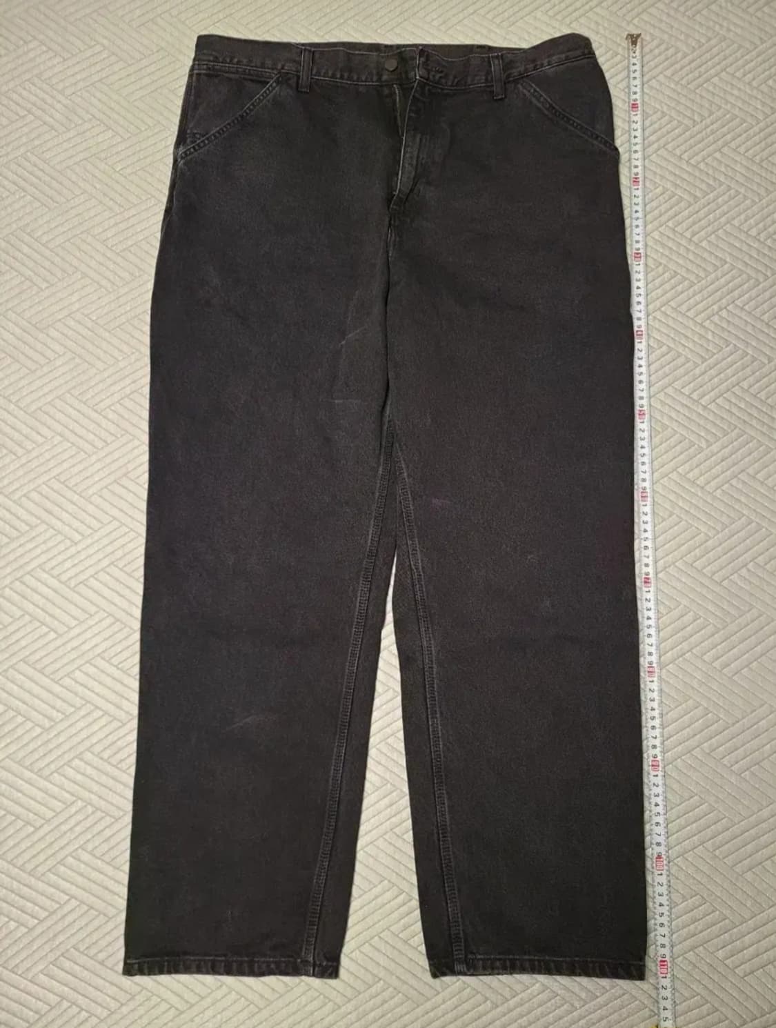 칼하트WIP 싱글 니 팬츠 스미스 블랙 스톤 워시드 W38 L32 상품이미지1