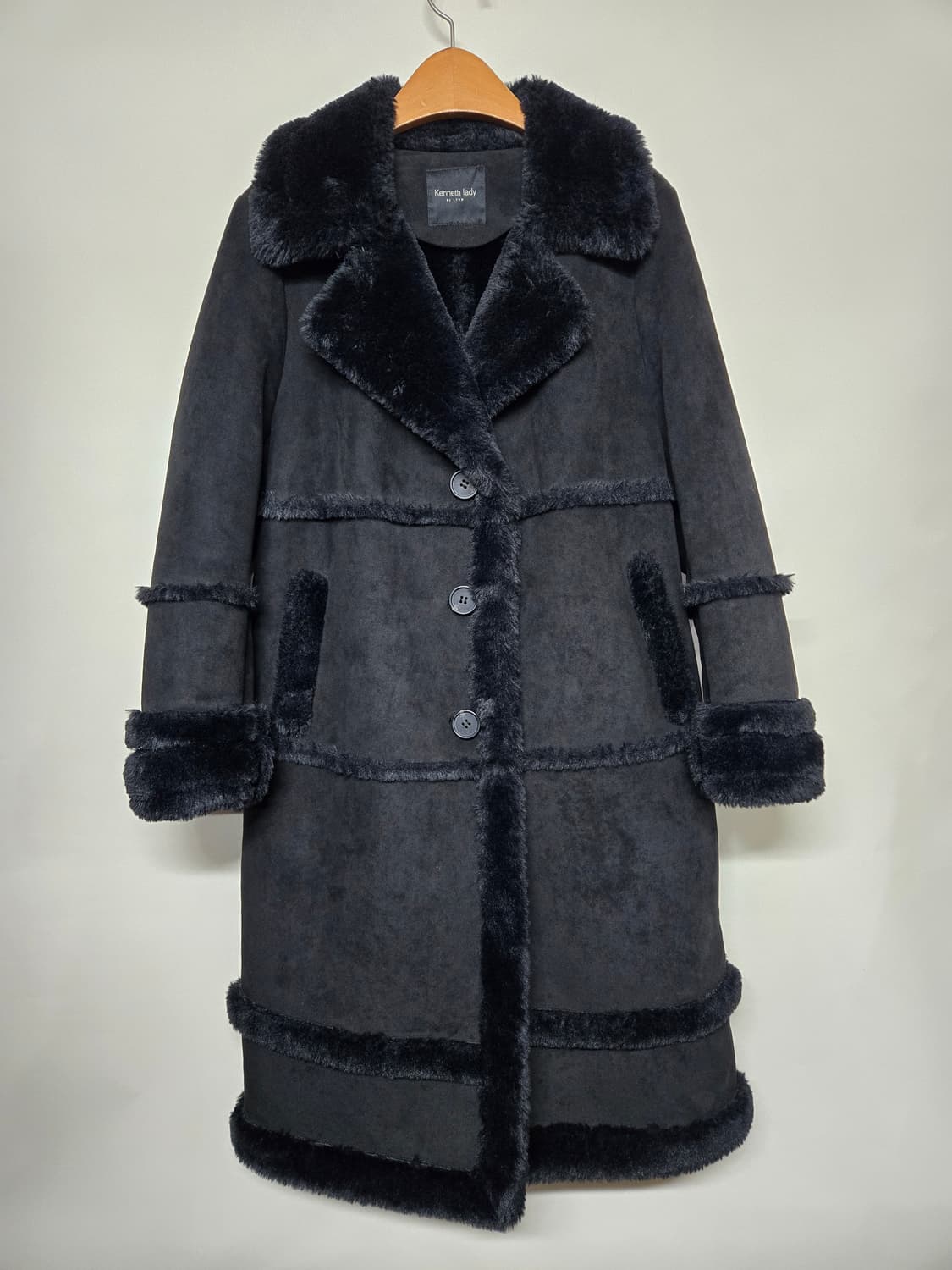 kenneth lady케네스레이디 블랙 롱무스탕 코트55 상품이미지1