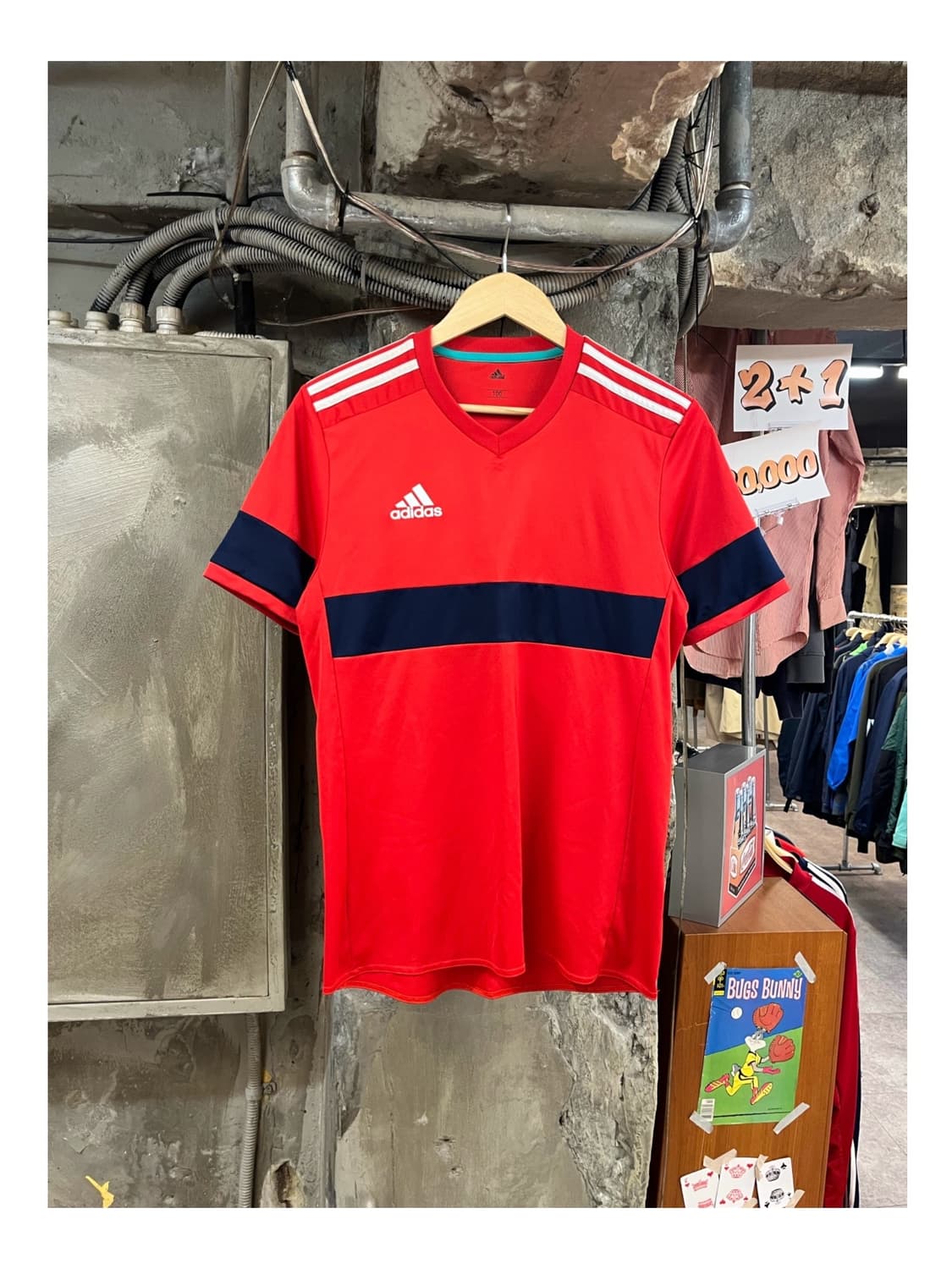 아디다스 브이넥 기능성 반팔티 레드 100 #csz3221 상품이미지1