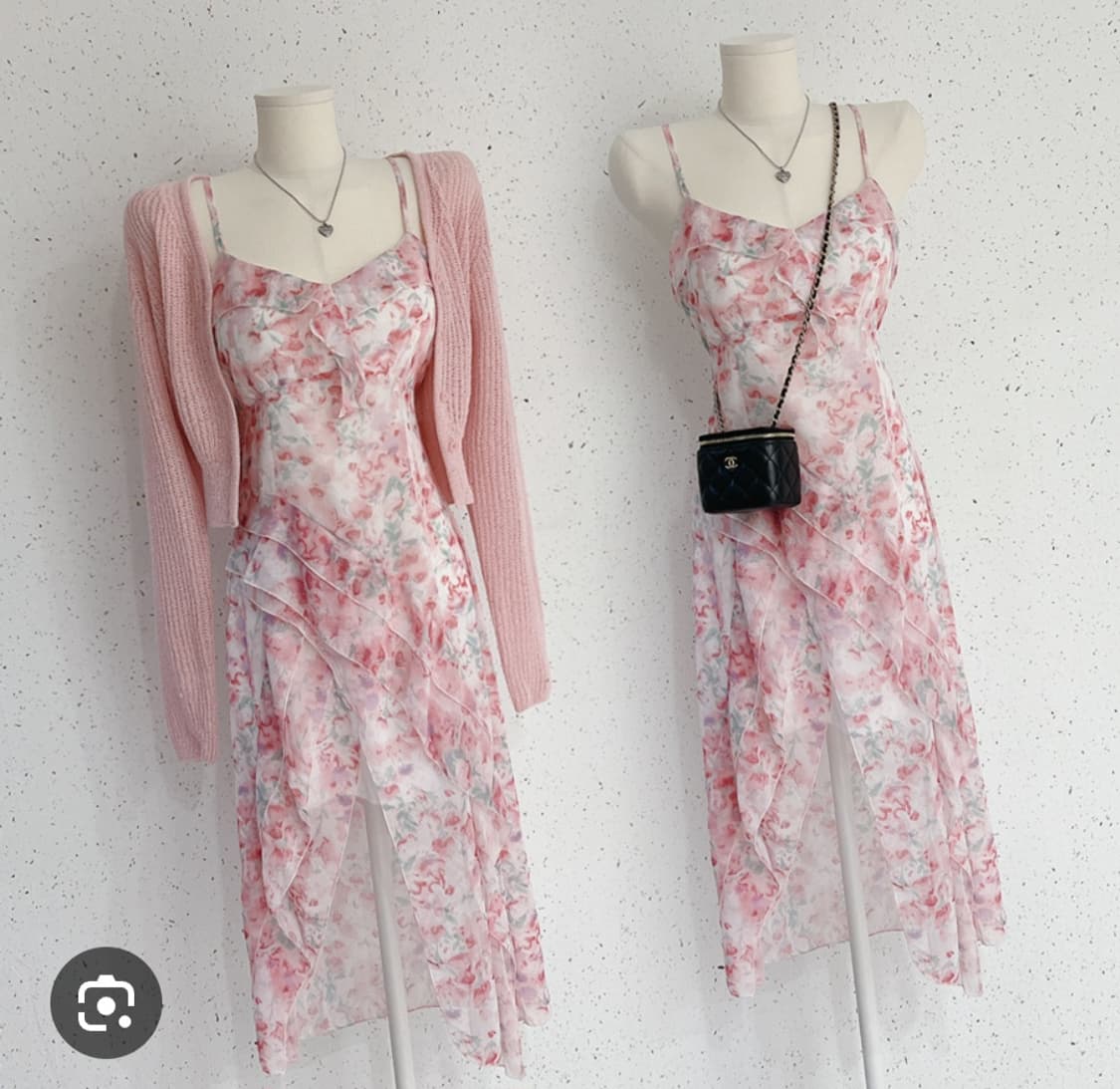 빈티지무드 백예린깔 수채화 셔링원피스 상품이미지1