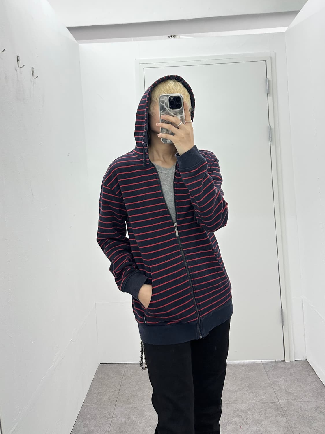 Vintage red stripe hoodie 상품이미지3