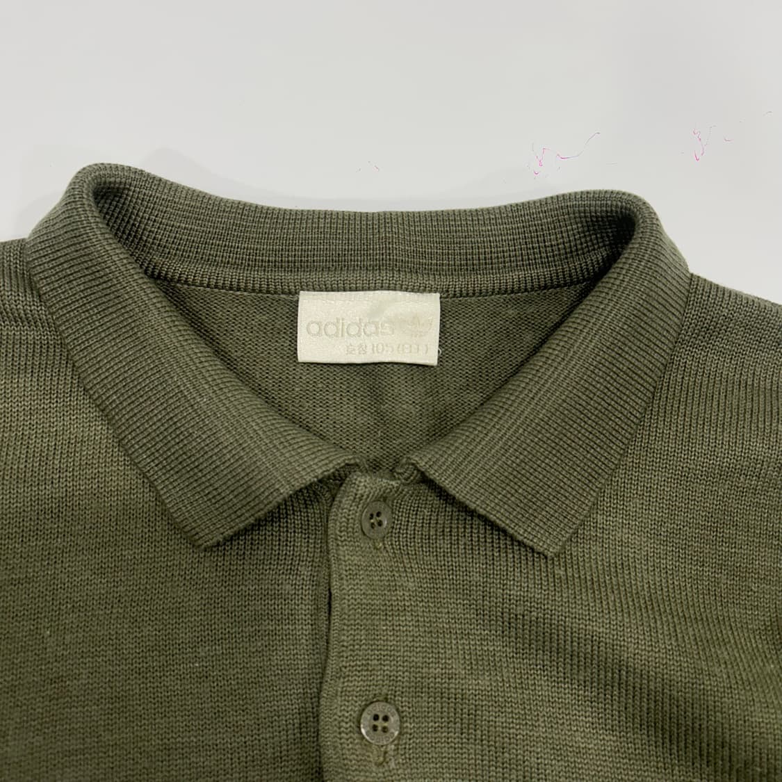 Adidas 아디다스 스몰로고 카키 카라 니트 상품이미지5