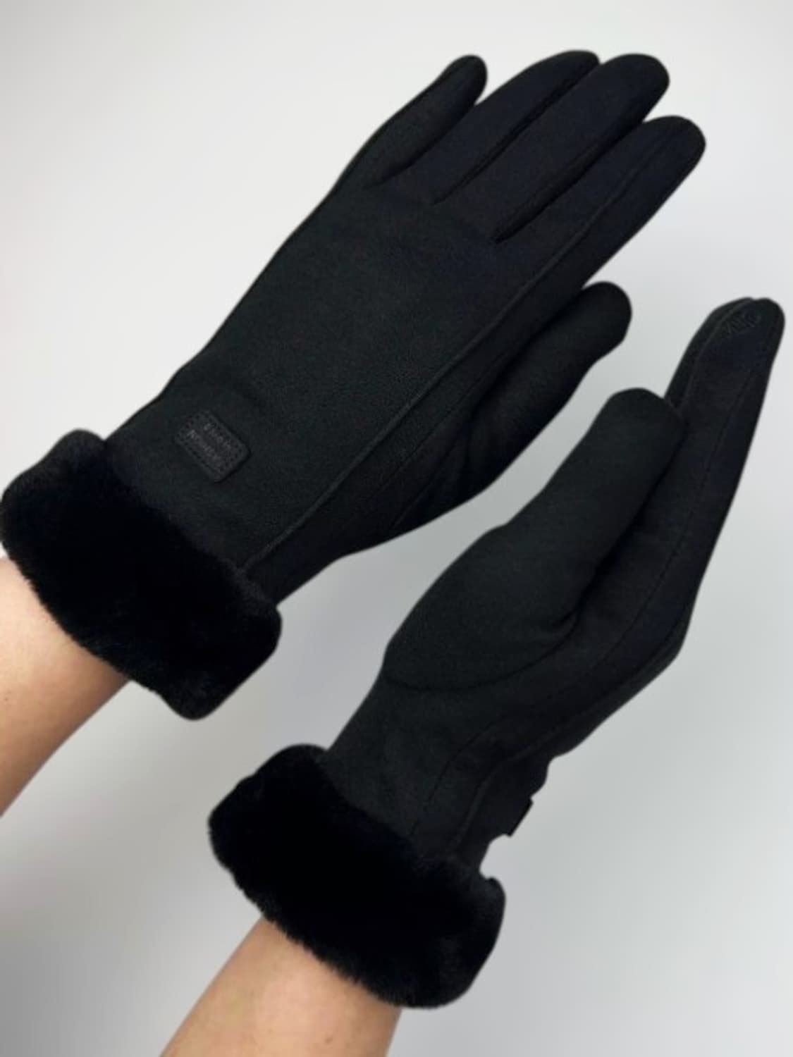 방한 두툼 보아퍼 안감 여성용 장갑 블랙 (새상품) 상품이미지3
