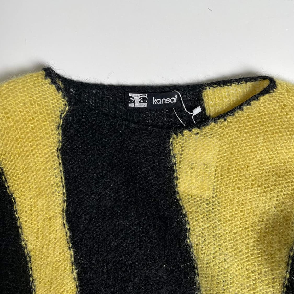 80's kansai 엘로우 블랙 블럭 울 블렌드 니트 상품이미지6