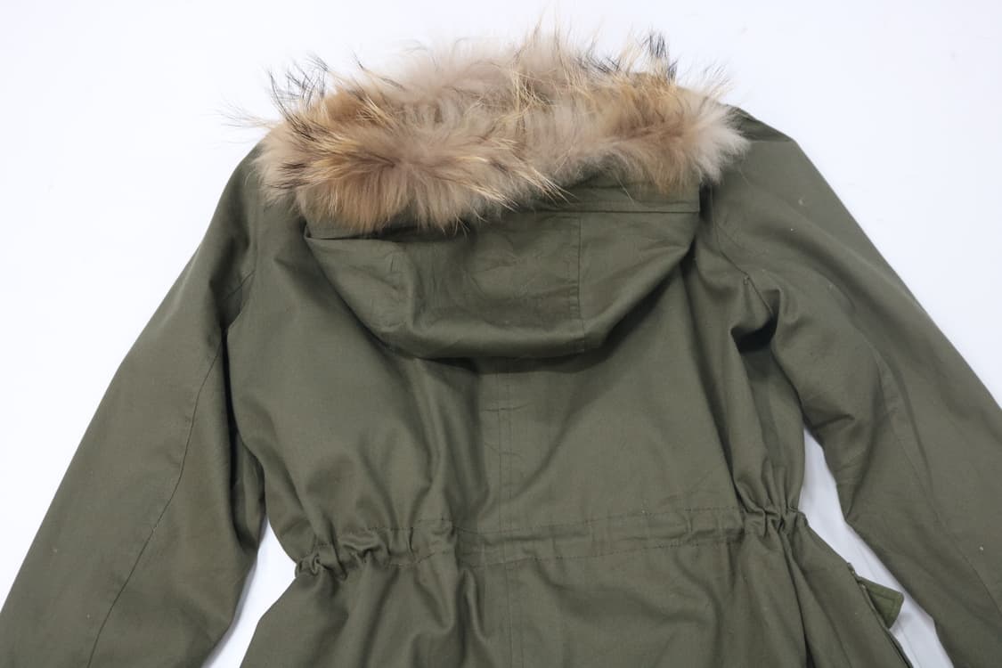 빈티지 카키 라쿤 퍼 후드 보아 안감 야상 점퍼 상품이미지8